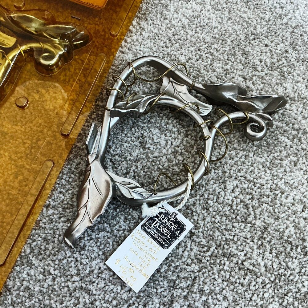 2 KIRSCH Drapery Curtain Scarf Holders, Silver Vine, Gorgeous, NEW